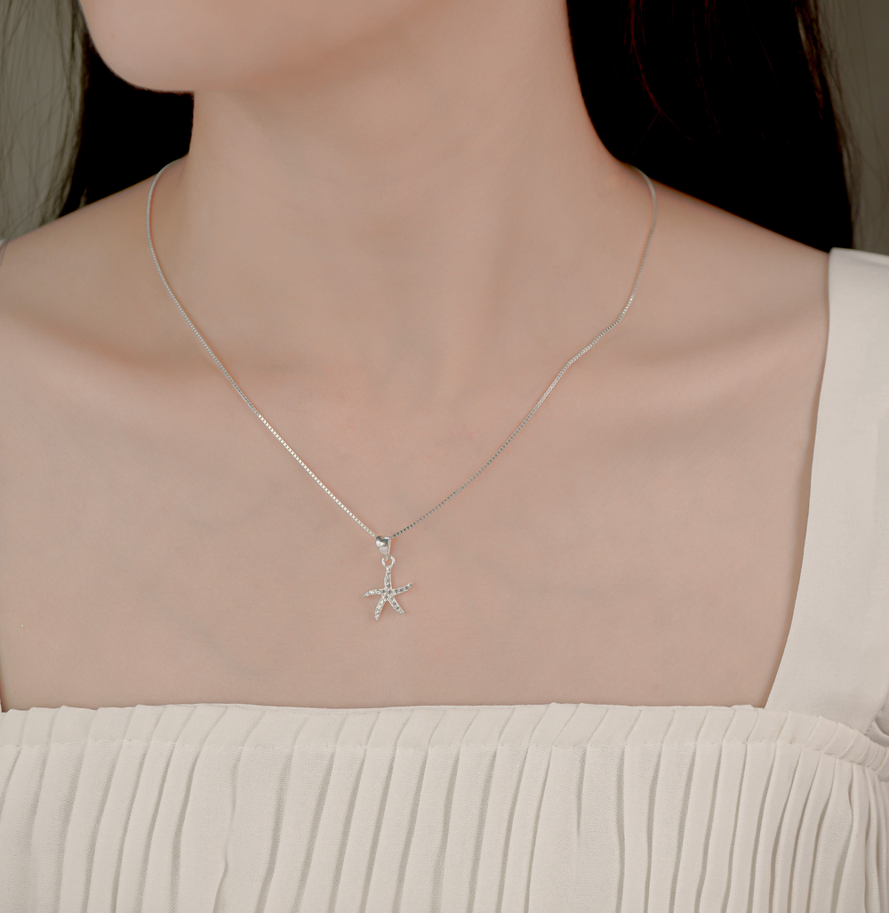 Star Fish Pendant Necklace Silver - 6339SV
