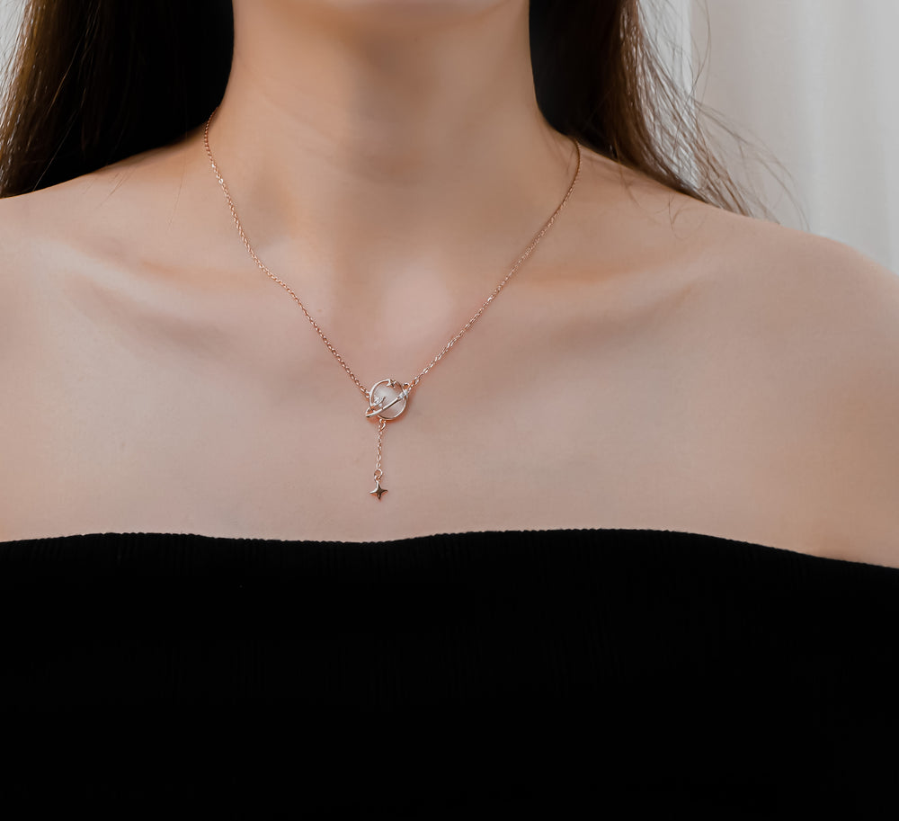 Orbiting Star Necklace Rose Gold