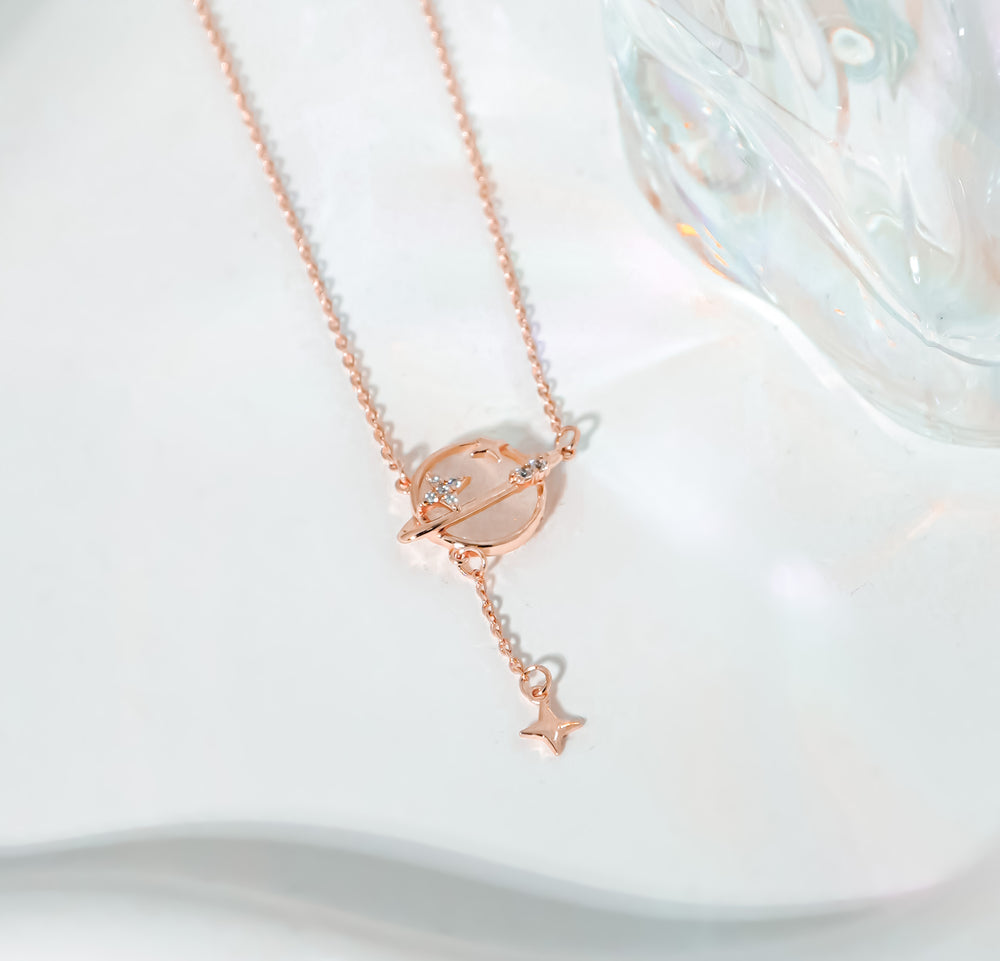 Orbiting Star Necklace Rose Gold