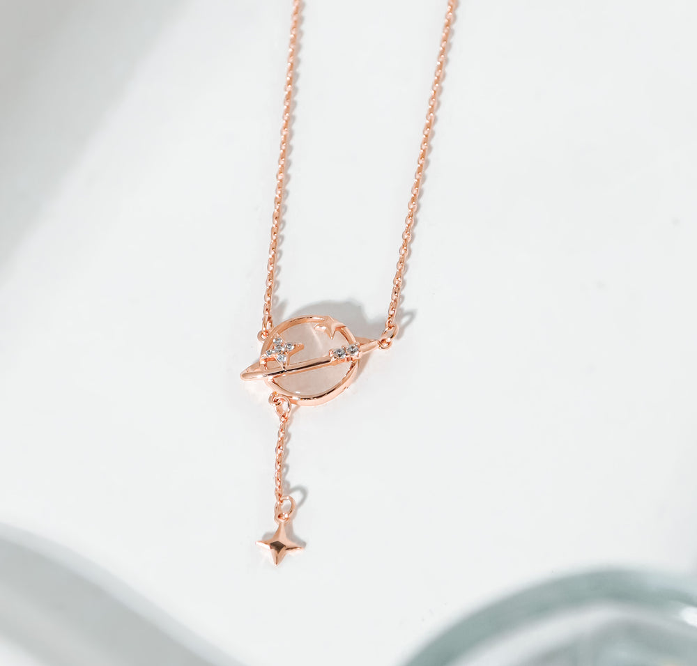 Orbiting Star Necklace Rose Gold