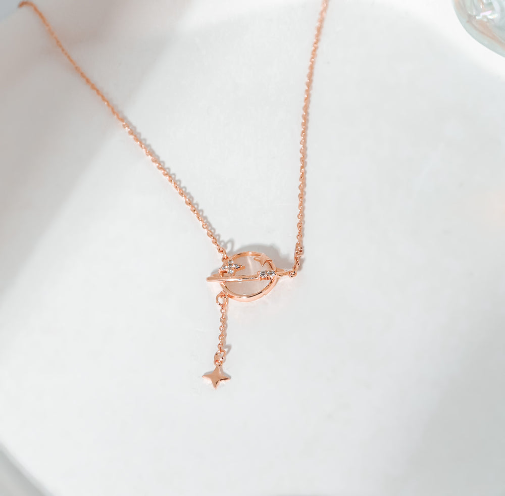 Orbiting Star Necklace Rose Gold