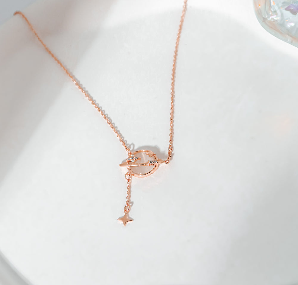 Orbiting Star Necklace Rose Gold