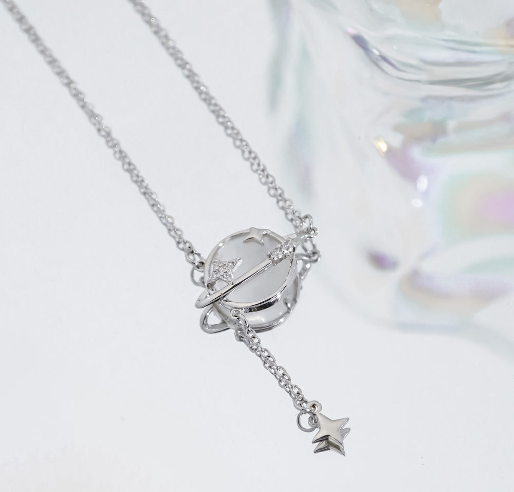 Orbiting Star Necklace Silver