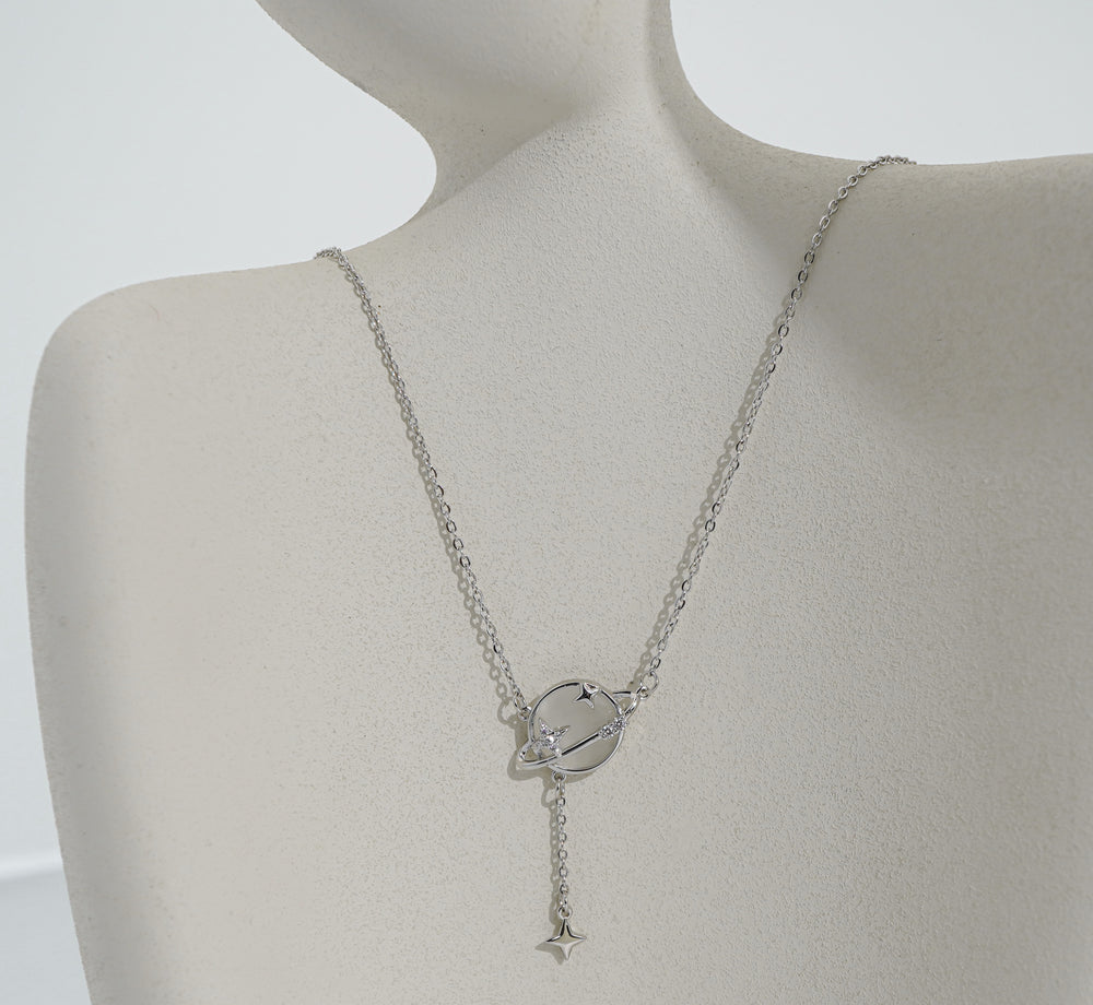 Orbiting Star Necklace Silver