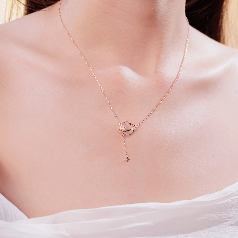 Orbiting Star Necklace Rose Gold
