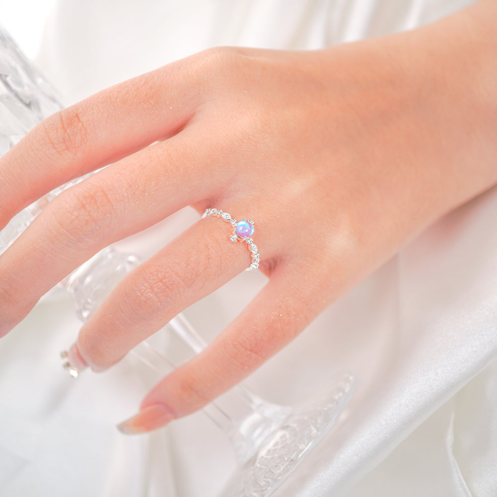 Genuine Rainbow Moonstone Ring Silver - 8344SV
