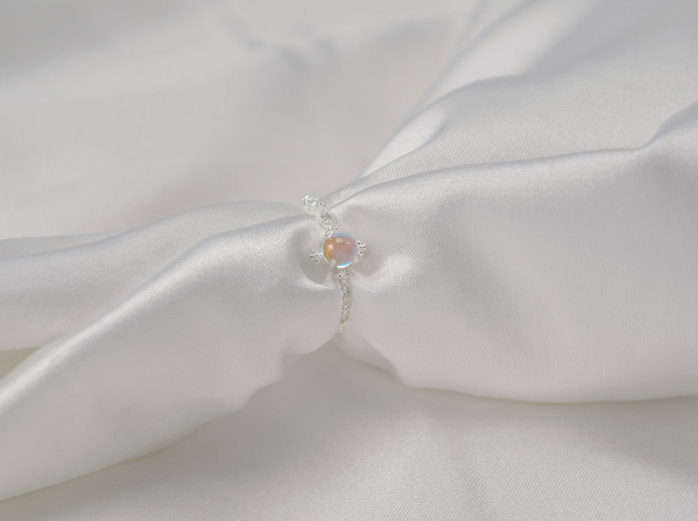 Genuine Rainbow Moonstone Ring Silver - 8344SV