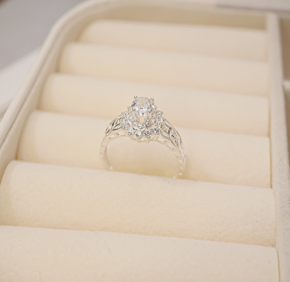 Lucky Coin Lotus Tower Ring Silver