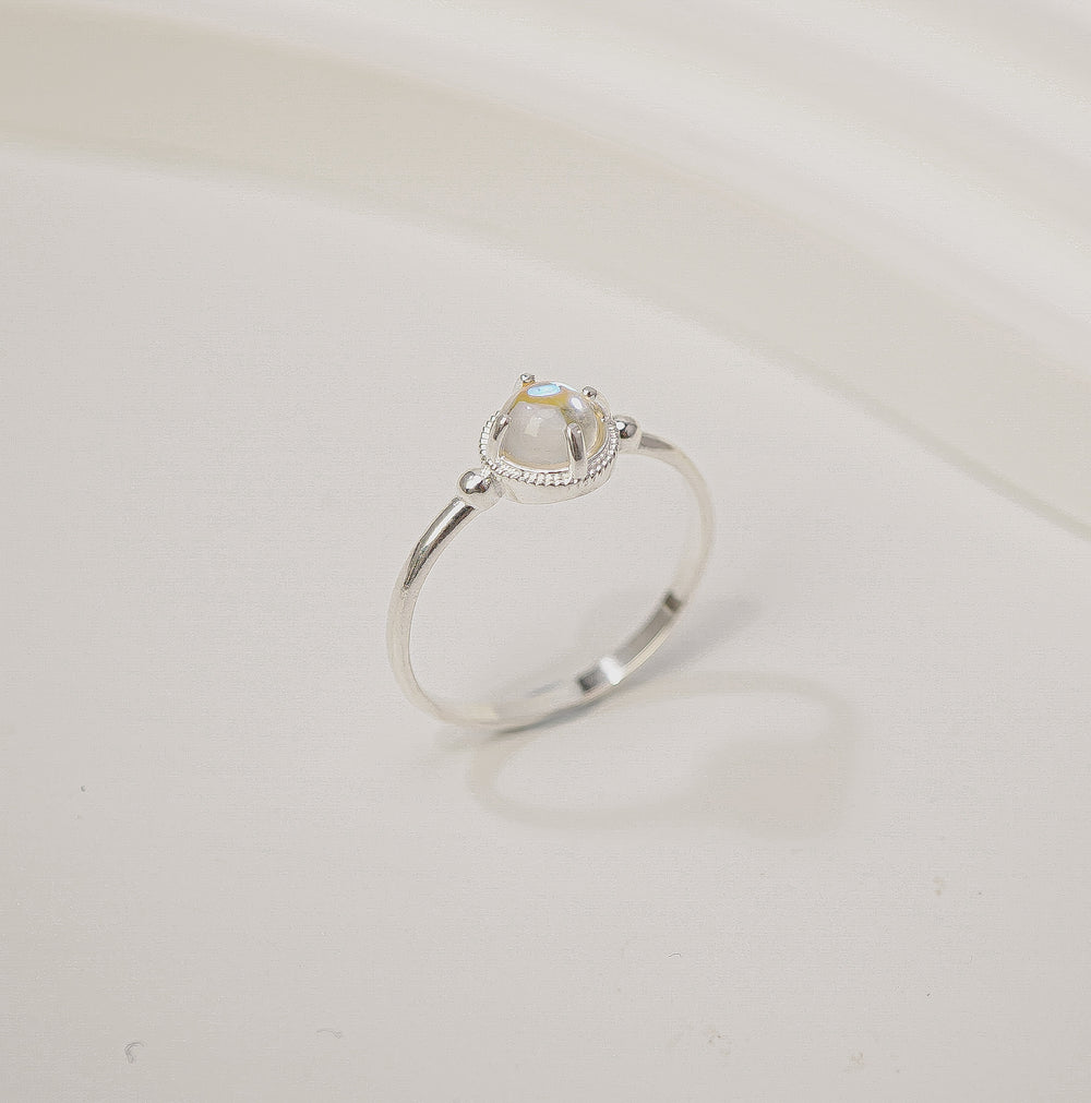 Rainbow Moonstone Ring Silver