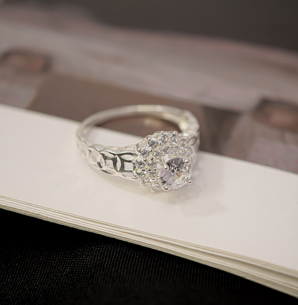 Lucky Coin Lotus Tower Ring Silver