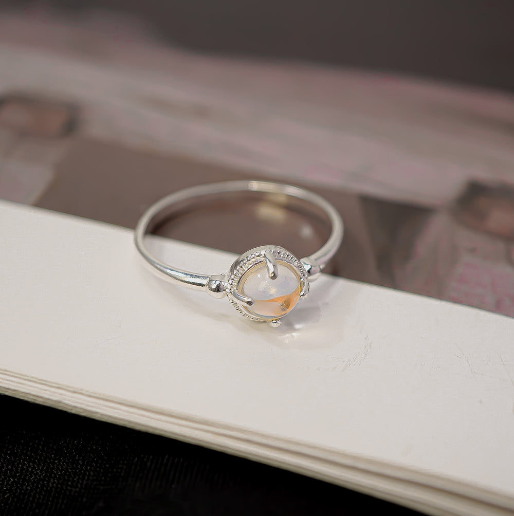 Rainbow Moonstone Ring Silver