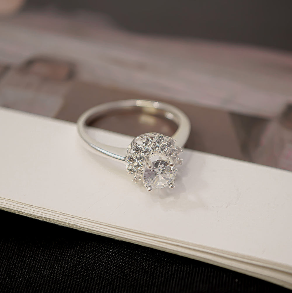 Flower Halo Cluster Ring Silver - 8351SV