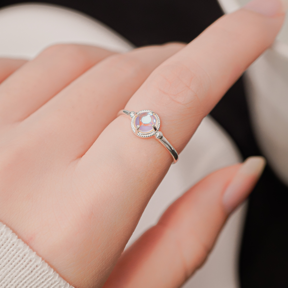 Rainbow Moonstone Ring Silver
