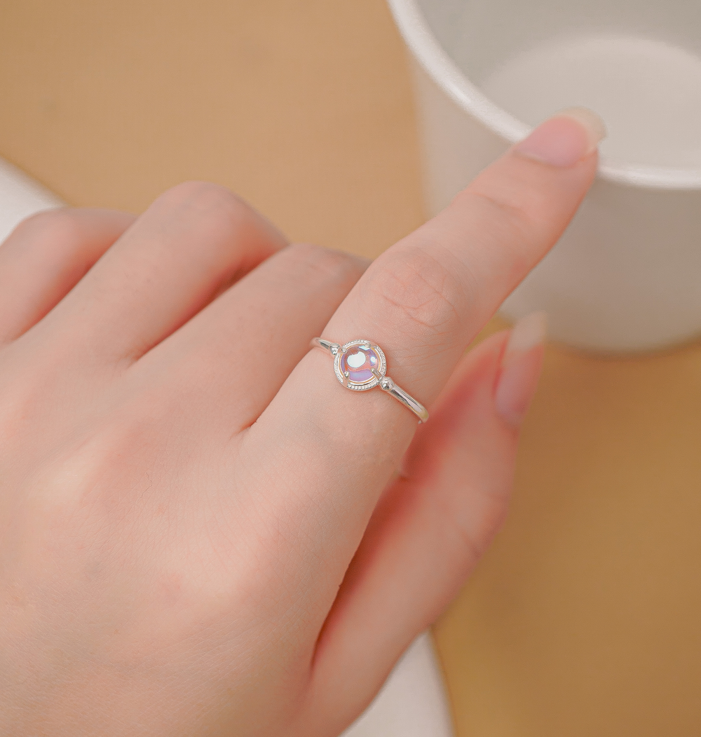 Rainbow Moonstone Ring Silver
