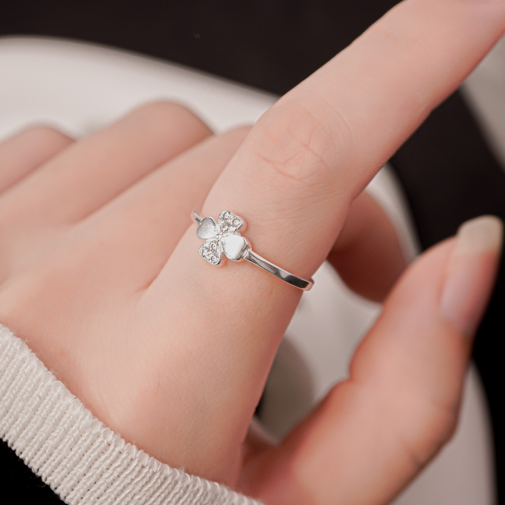 Four Leaf Stone Ring Silver - 8350SV