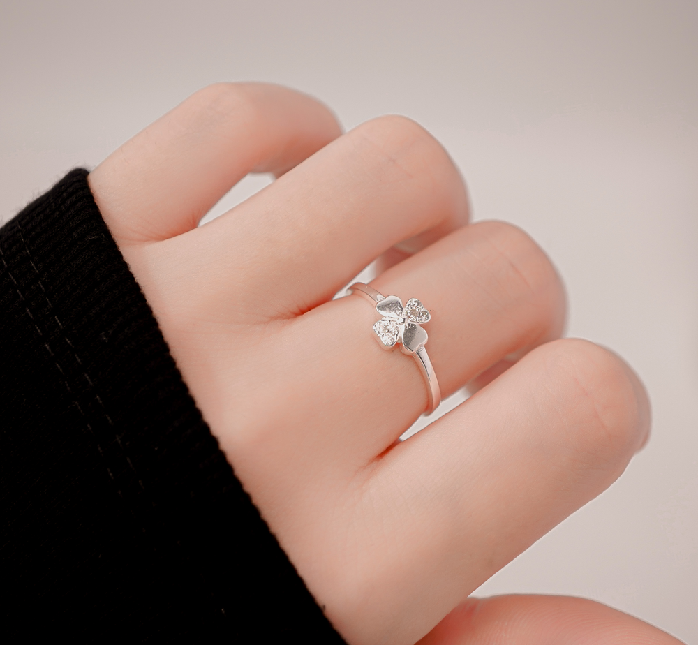 Four Leaf Stone Ring Silver - 8350SV