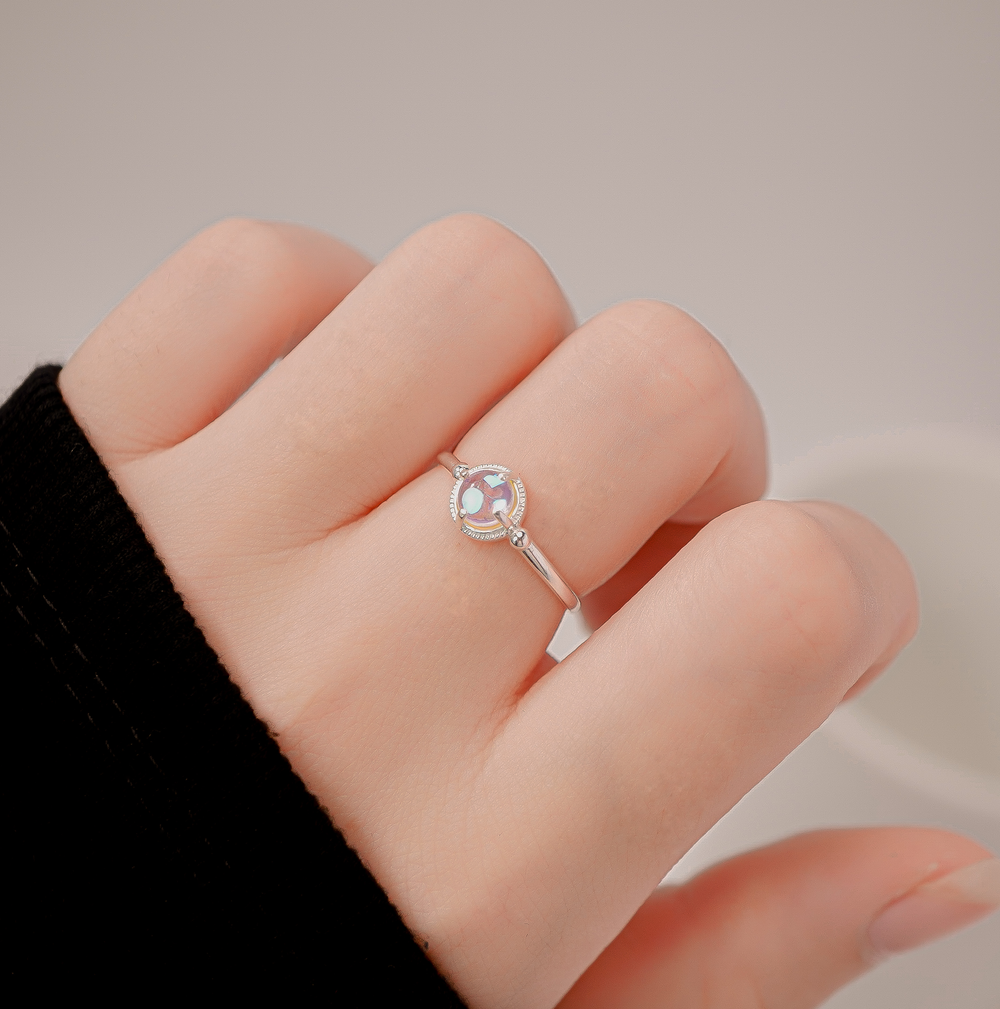 Rainbow Moonstone Ring Silver