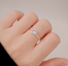 Nhẫn bạc CDE Rainbow Colorful Moonstone Ring Silver CDE8353- Nhẫn bạc ta cao cấp