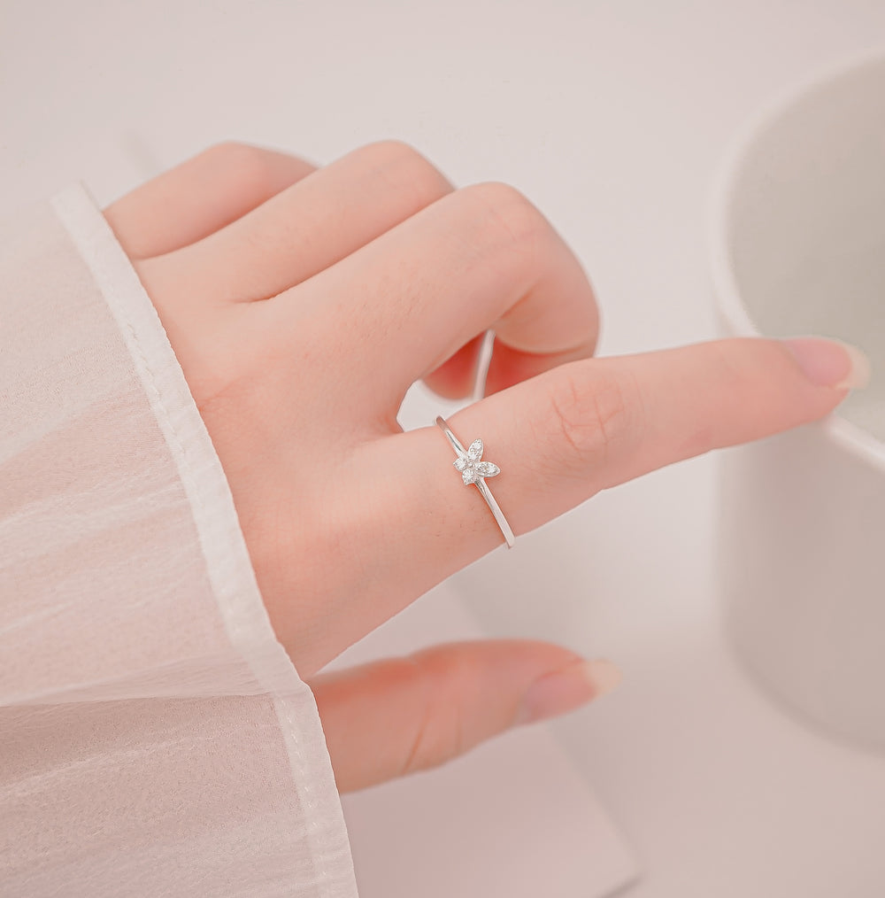 Stone Butterfly Ring Silver - 8377SV