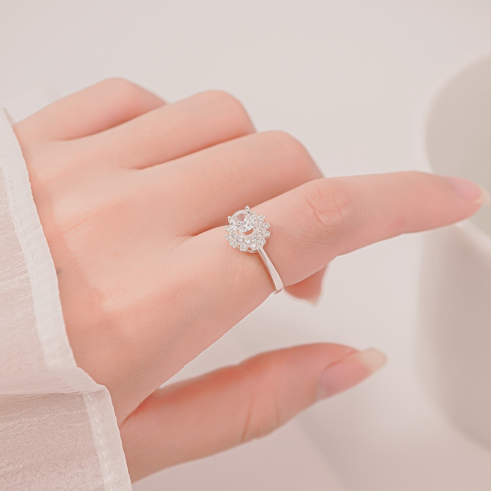 Flower Halo Cluster Ring Silver - 8351SV