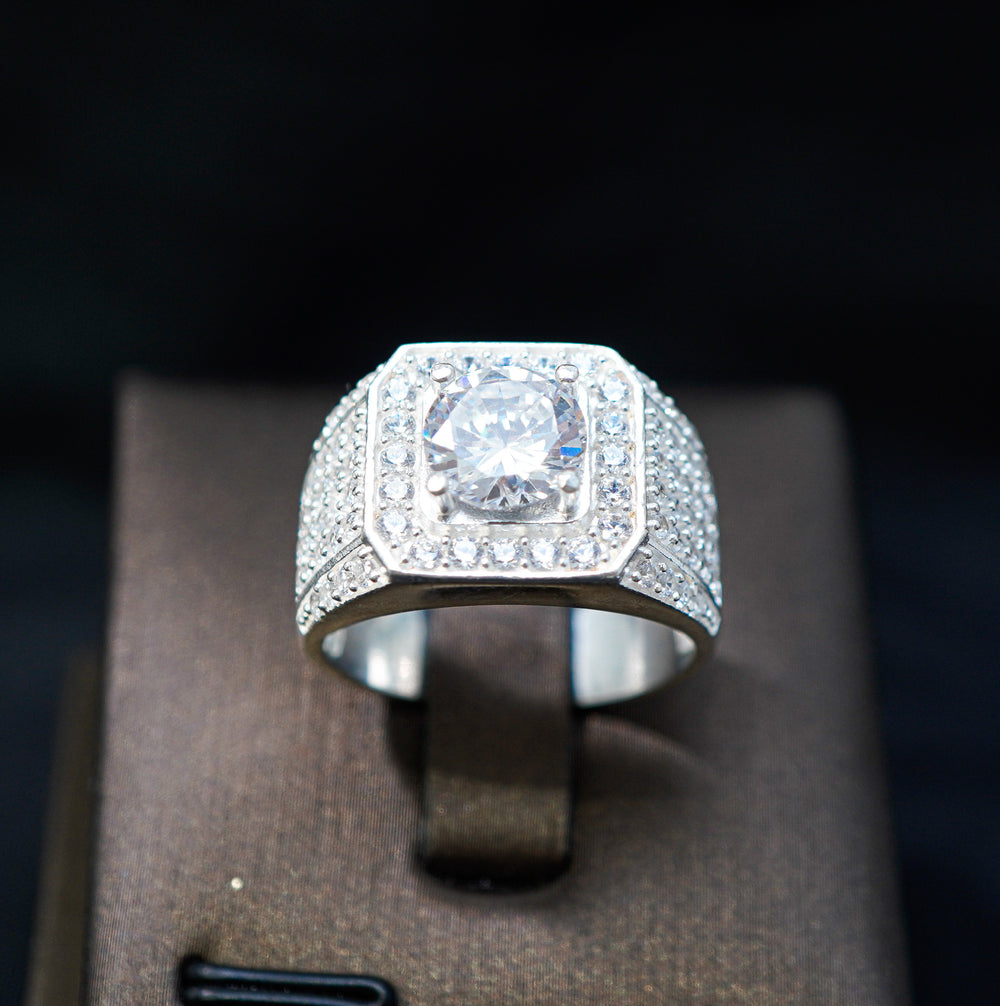 Luxurious Square Stone Ring Silver