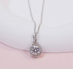 Dây chuyền kim cương Moissanite LAMY Teardrop Halo CDEDN038WH - Hàng chính hãng đã kiểm định