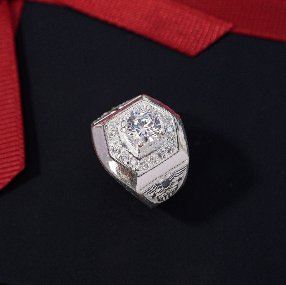 Square White Stone Ring Silver