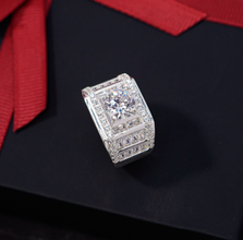 Nhẫn bạc nam CDE Round Cut White Stone Men's Silver Ring CDE8364- Nhẫn bạc ta