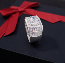 Nhẫn bạc nam CDE Round Cut White Stone Men's Silver Ring CDE8364- Nhẫn bạc ta