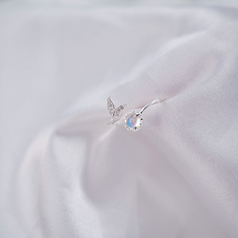 Cute Ocean Fish Mermaid Tail Ring Silver - 8342SV
