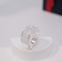 Nhẫn bạc nam CDE Round Cut White Stone Silver Ring CDE8361- Nhẫn bạc ta