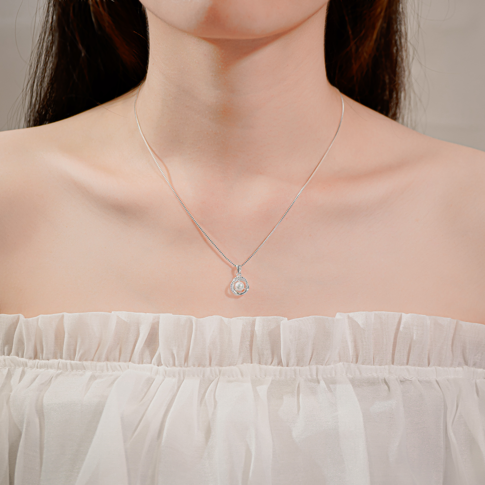Pearl Pendant Necklace Silver - 6368SV