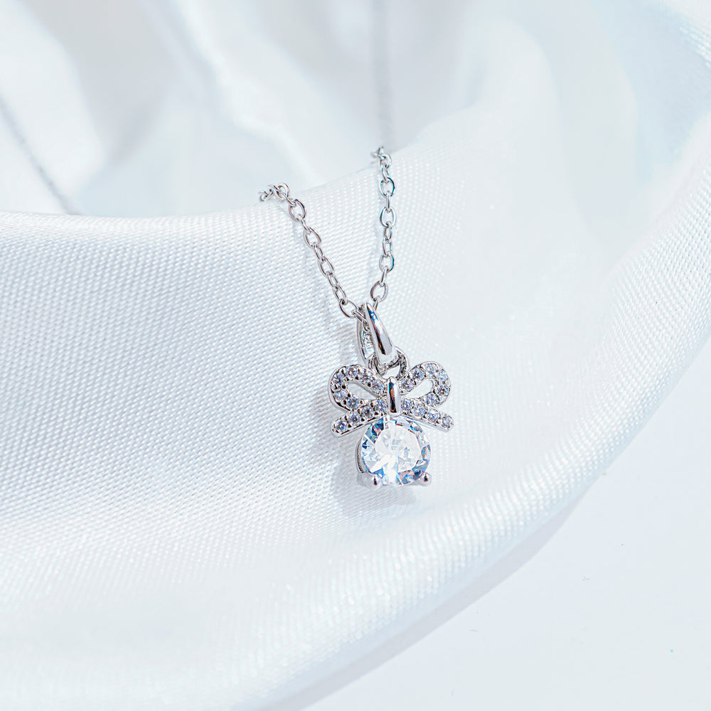 Bow Necklace Silver