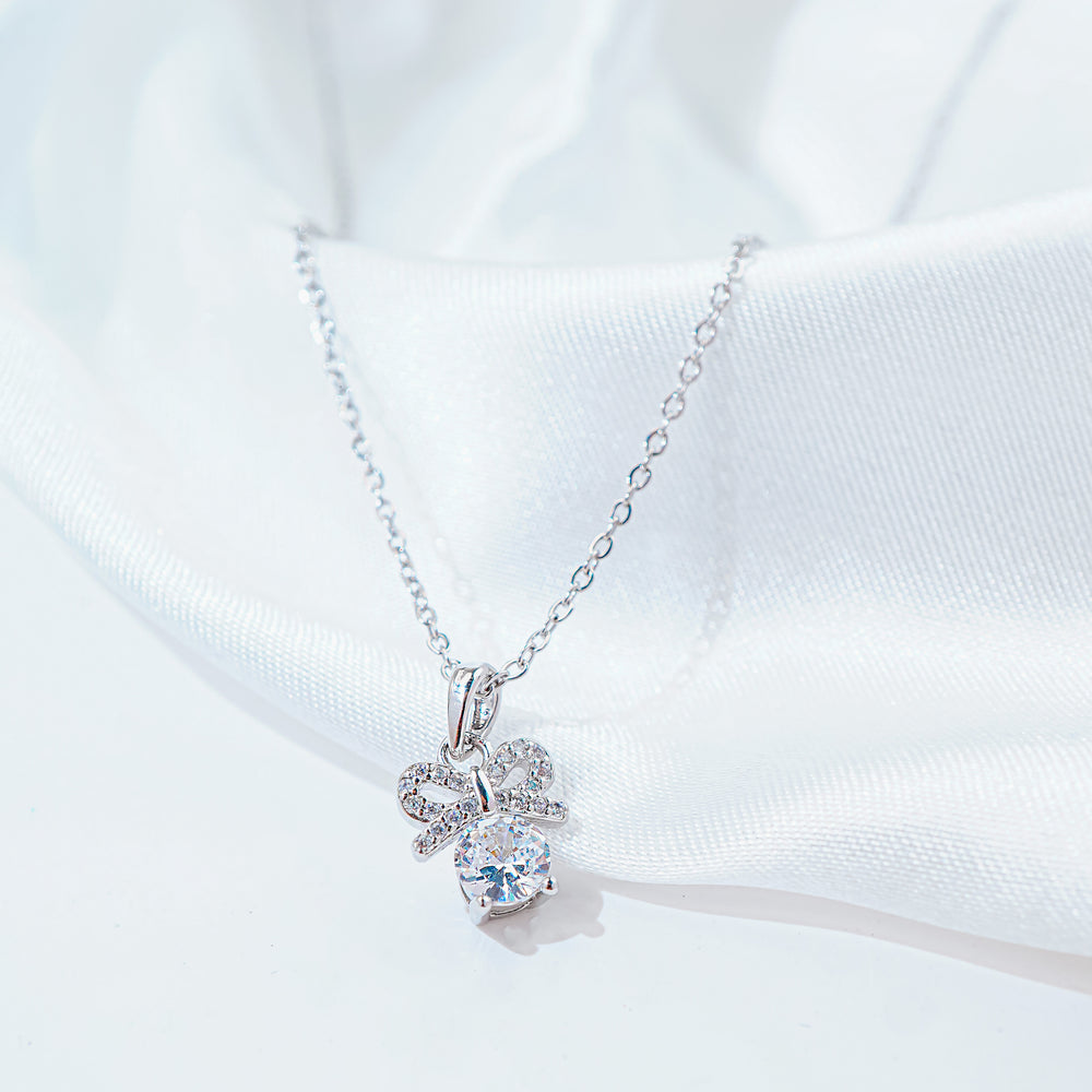 Bow Necklace Silver