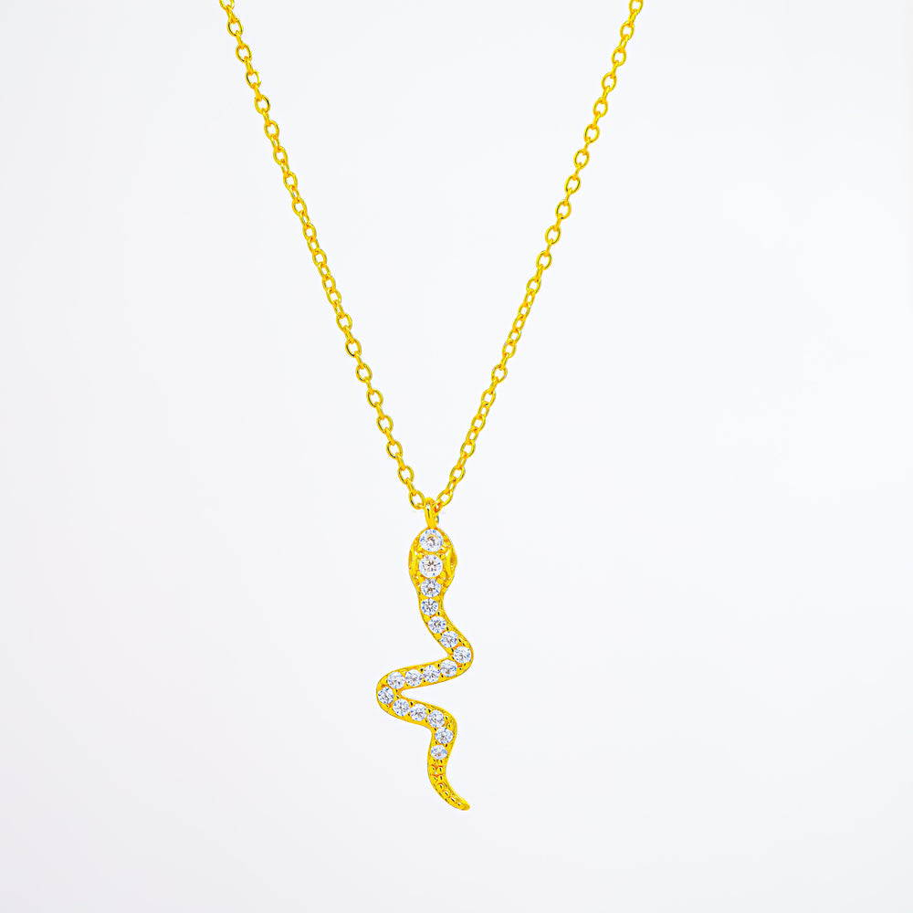 Snake Shaped Pendant Necklace Gold