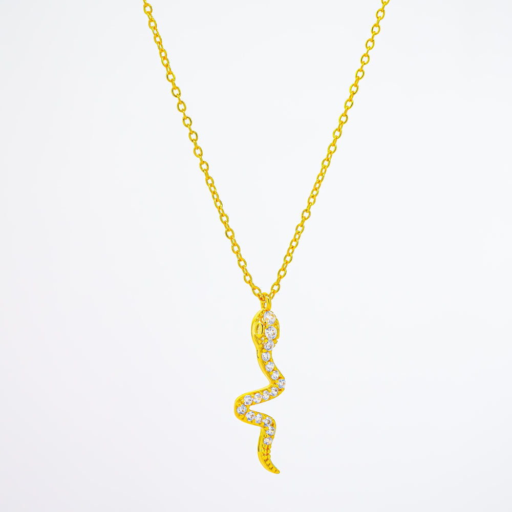 Snake Shaped Pendant Necklace Gold