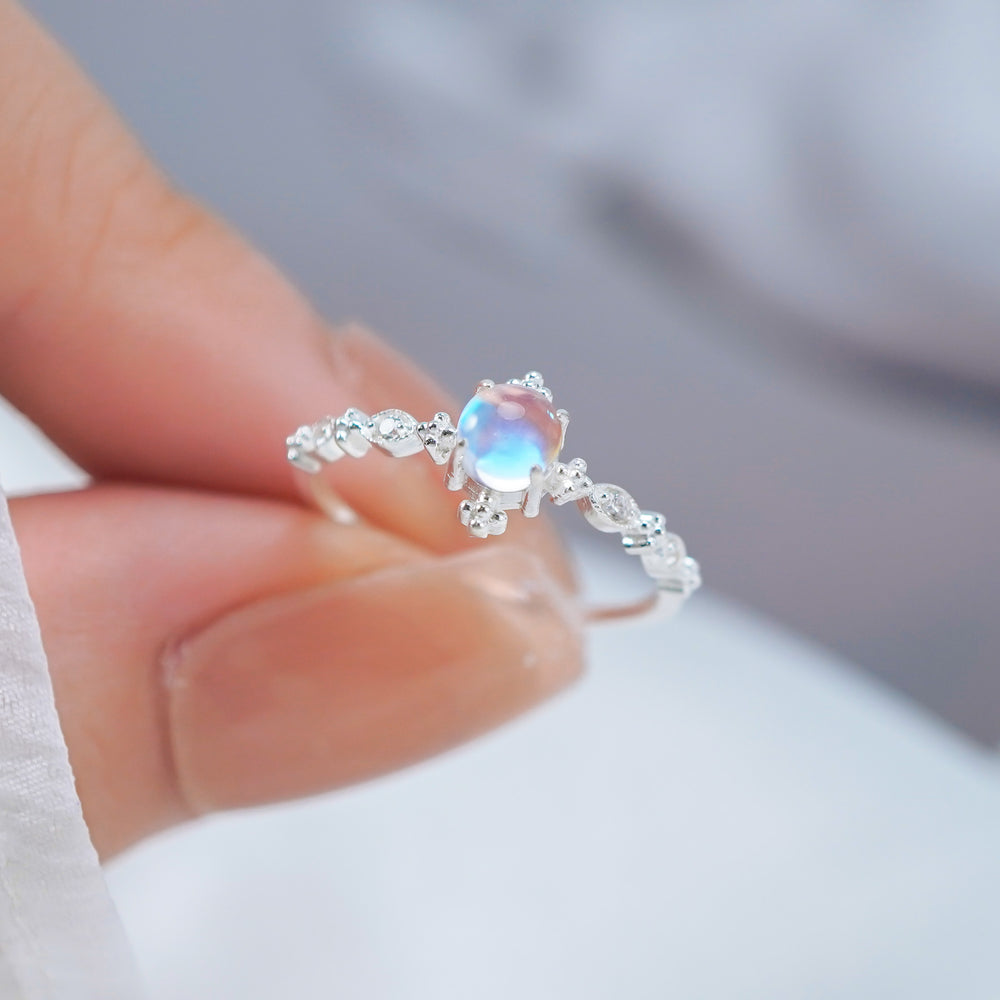 Genuine Rainbow Moonstone Ring Silver - 8344SV