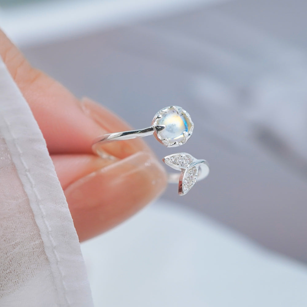 Cute Ocean Fish Mermaid Tail Ring Silver - 8342SV