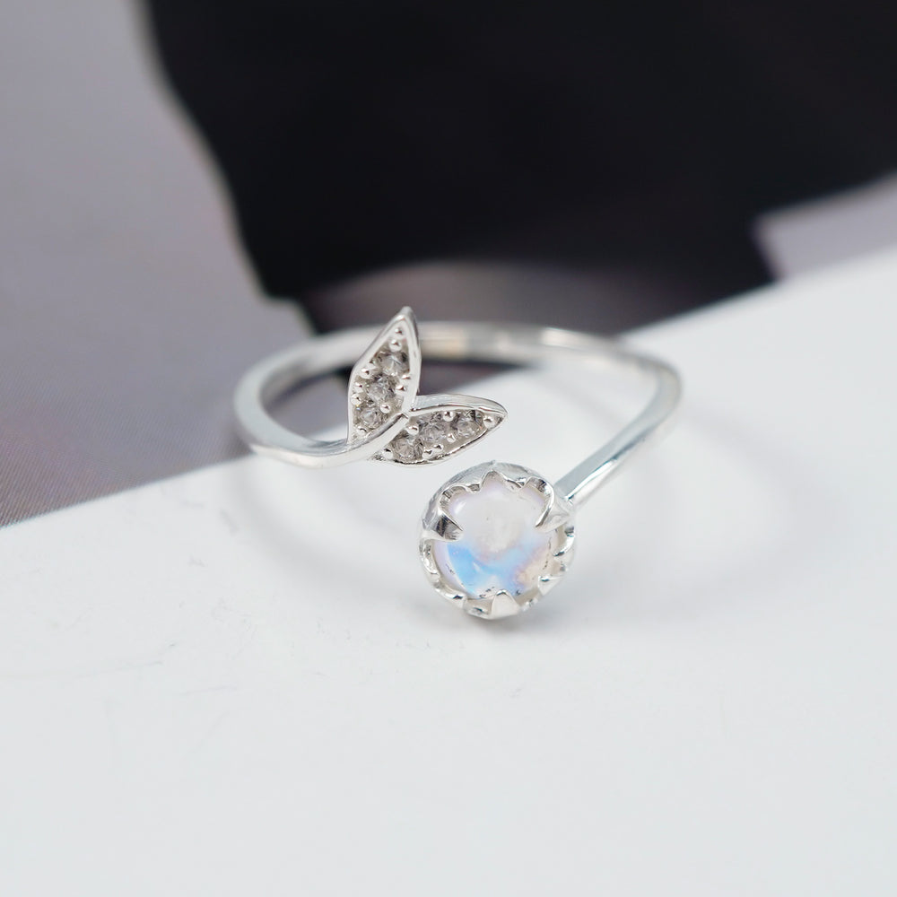 Cute Ocean Fish Mermaid Tail Ring Silver, nhẫn hở