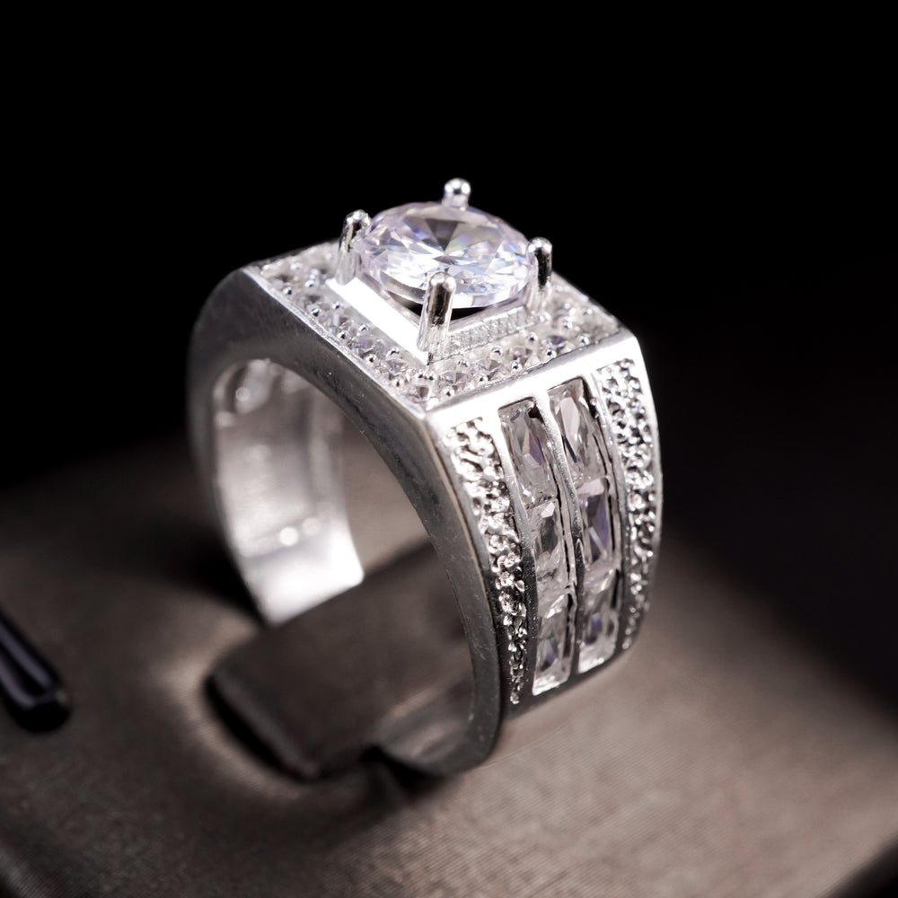 Round Classic Stone Ring - 8271SV