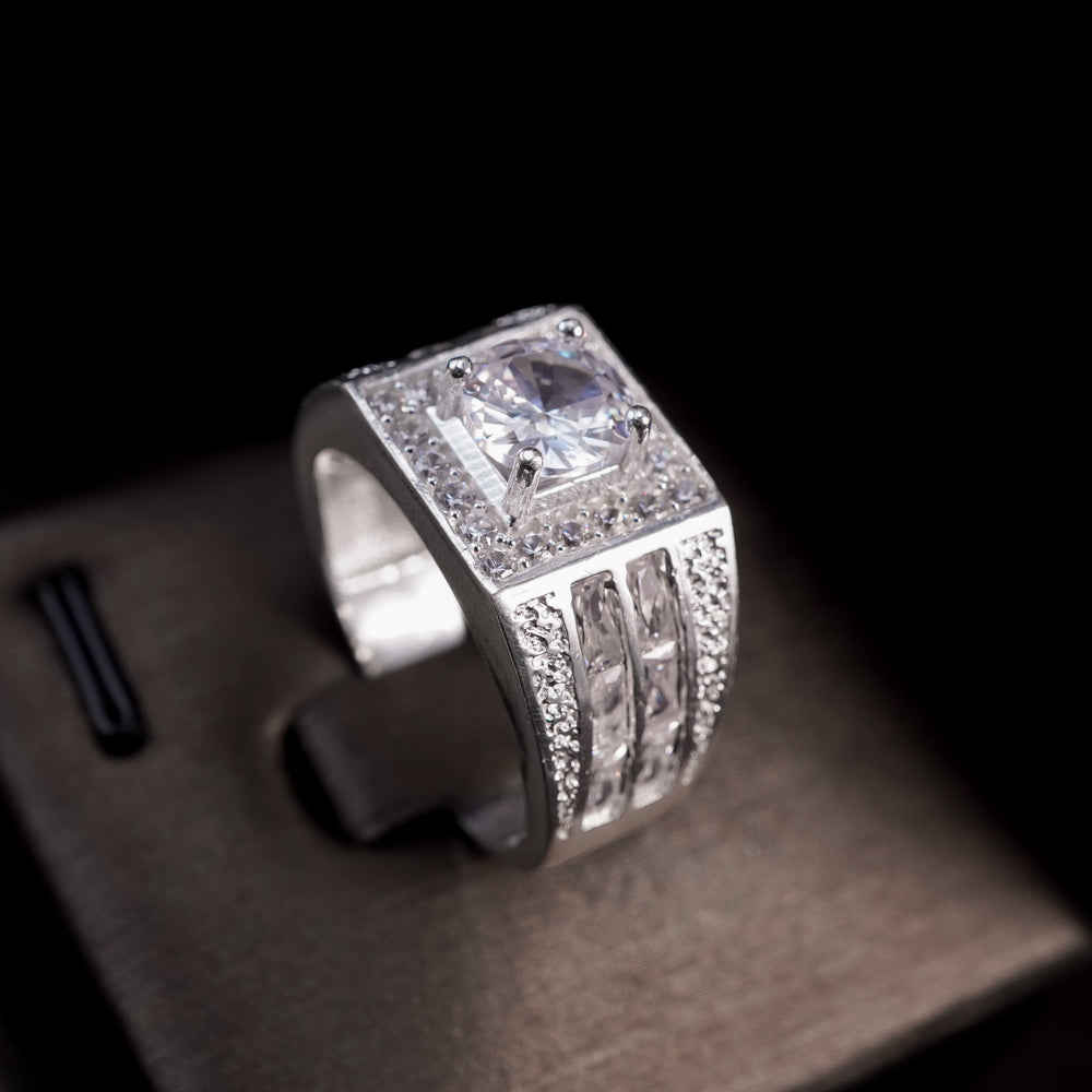 Round Classic Stone Ring - 8271SV