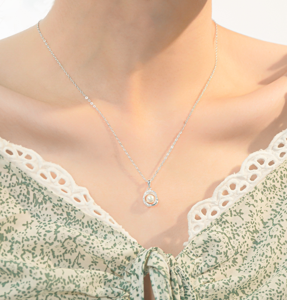Pearl Pendant Necklace Silver - 6368SV
