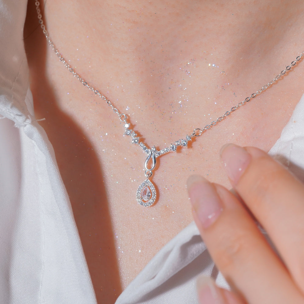 Water Drop Pendant Necklace Silver