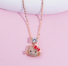 Dây chuyền kim cương Moissanite LAMY Kitty Red Bow Rose Gold 5.0 ly CDEDN048RG - Hàng chính hãng đã kiểm định