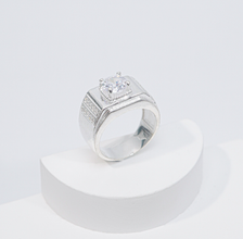 Nhẫn bạc nam CDE Round Cut White Stone Silver Ring CDE8361- Nhẫn bạc ta