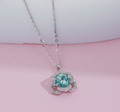 Dây chuyền kim cương Moissanite LAMY Trái tim hoa tuyết đá xanh 6.5 ly CDEDN026GR - Hàng chính hãng đã kiểm định