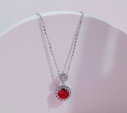 Dây chuyền kim cương Moissanite đỏ LAMY Twin Flame 6.5 ly kiểm định GRA CDEDN023RD - Hàng chính hãng đã kiểm định