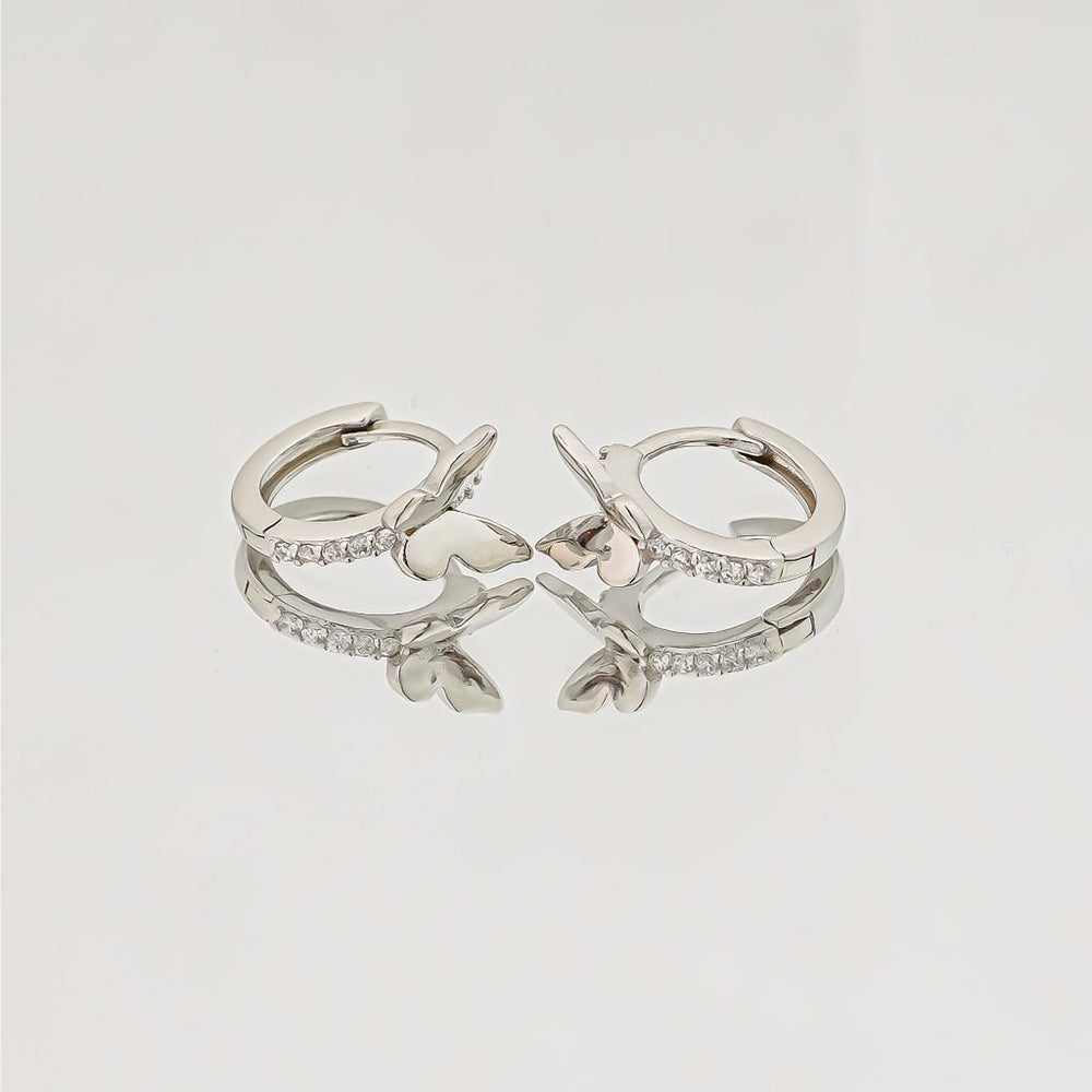 Stone Butterfly Earrings Silver