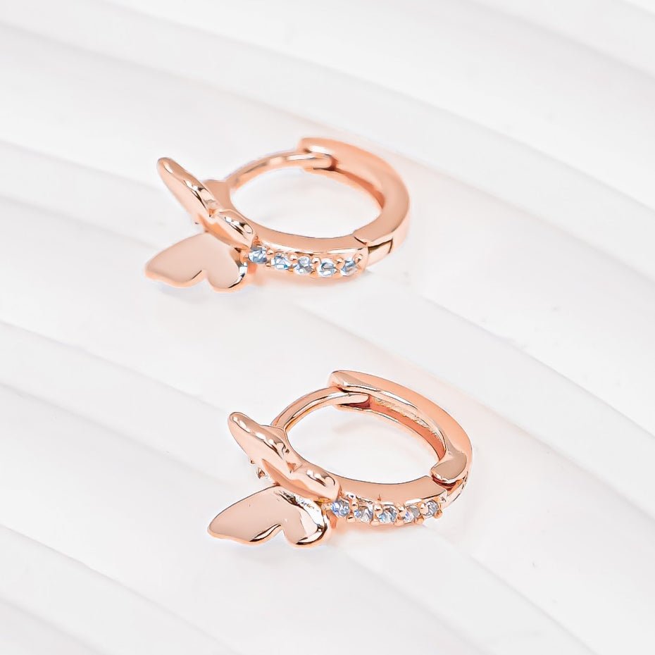 Stone Butterfly Earrings Rose Gold