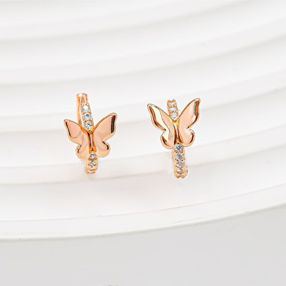 Stone Butterfly Earrings Rose Gold